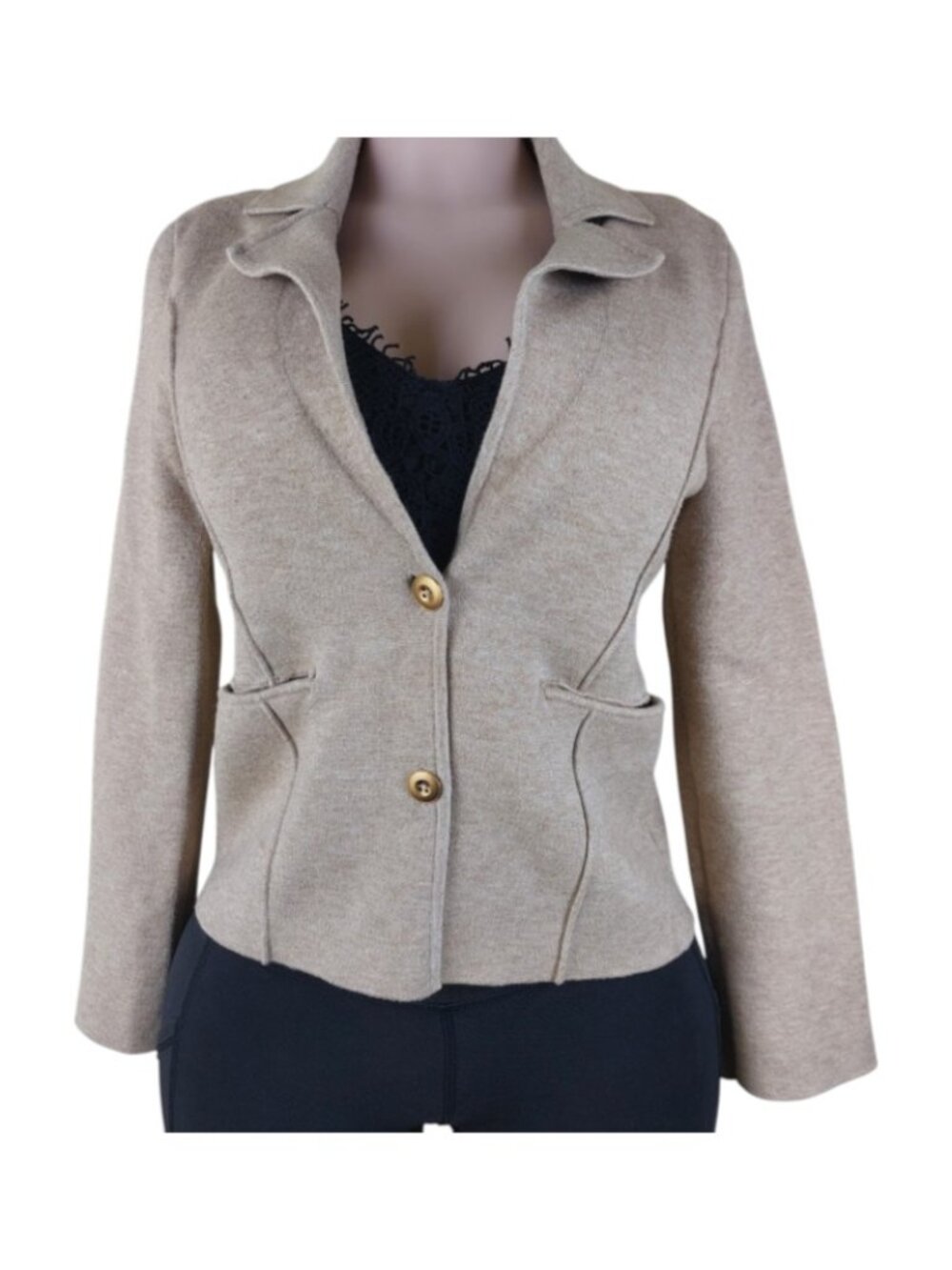 Anthropology Women's Light Beige Single-Breast Long Sleeve Blazer Jacket Size S